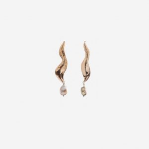 Bronze jungle earrings with pearl drop