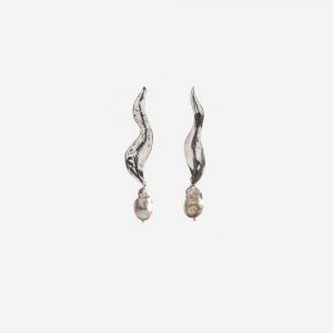 Silver jungle earrings with pearl