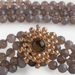 Bronze nub pendant/brooch with cabouchon gemstone