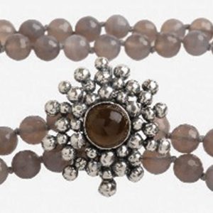 Silver nub pendant/brooch with cabouchon gemstone