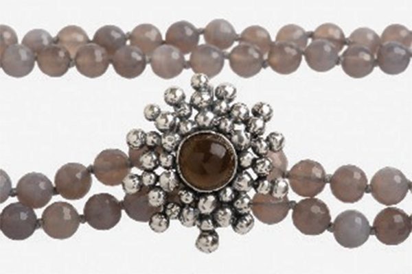 Silver nub pendant/brooch with cabouchon gemstone
