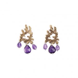 Liquid metal gemstone earrings