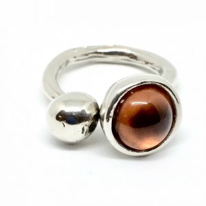 silver spot ring with spessartite or kyanite