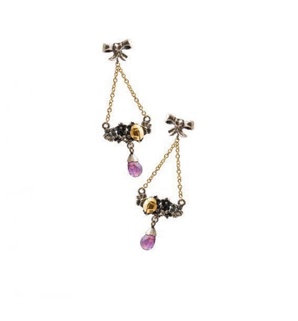 Basket gemstone sling earrings