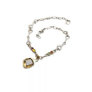 Aqua necklace with central tourmaline gemstone