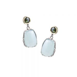 Aqua earrings with large gemstone